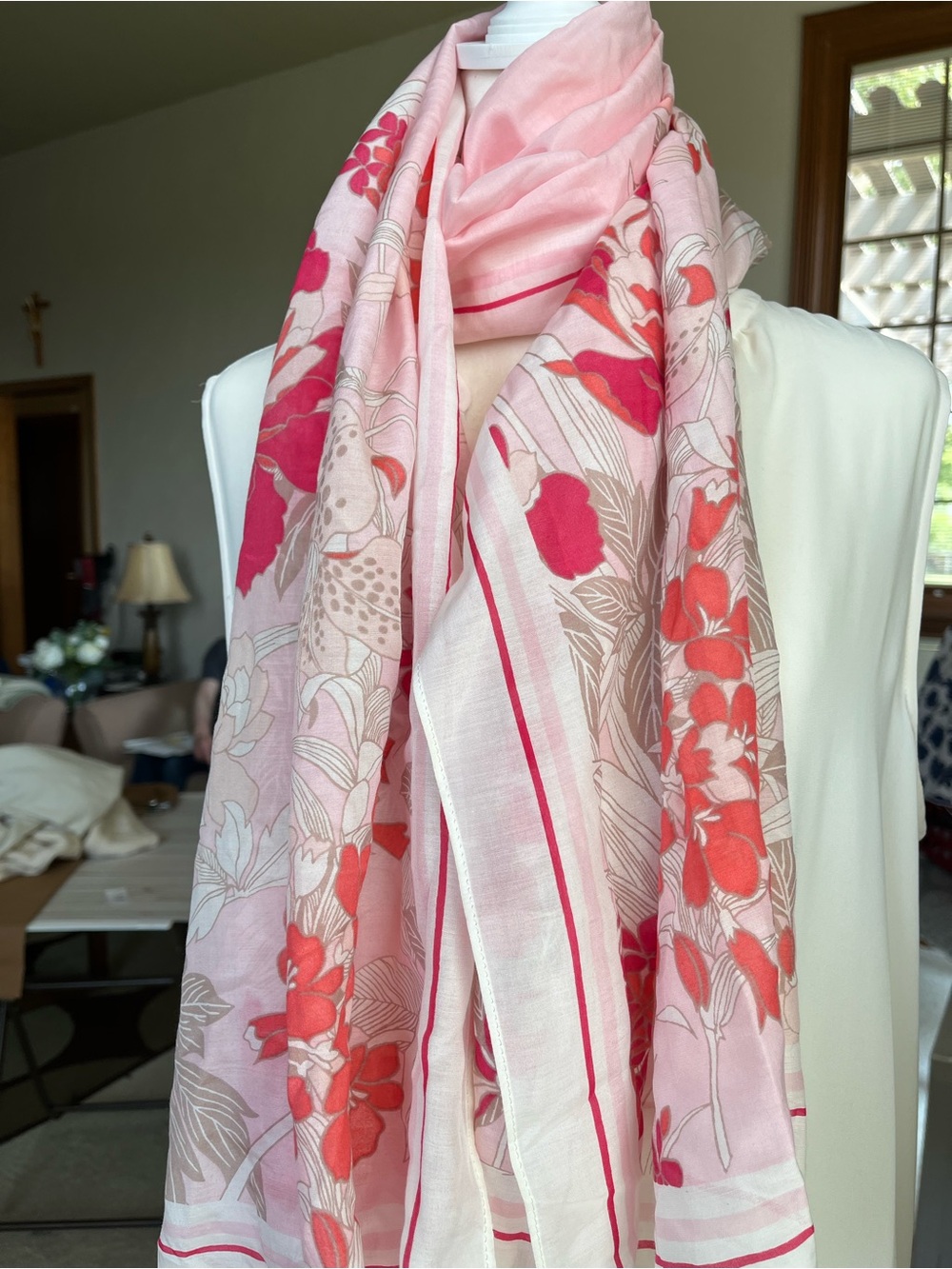 Talbots Pink & Cream Floral Scarf